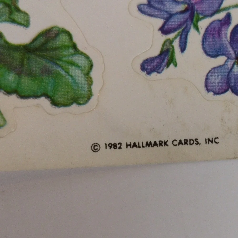 Vintage 80s Hallmark Flower‎ Sticker Sheets (2) - Iris, Peony, Hydrangea, Tulip